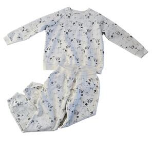 All Over Cat Print Pullover & Sweatpants Matching Set sz L SM Wardrobe Kitty Tan